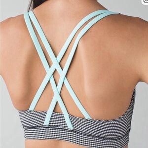 lululemon athletica Cross-Back Sports Bra - Black and Light Blue